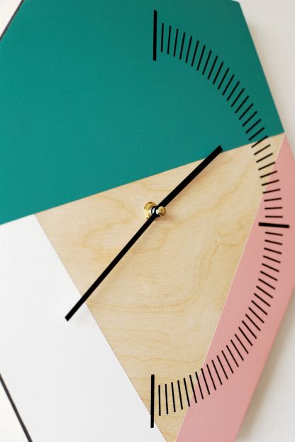 Hexagonal contrasting wooden wall clock - Image 3