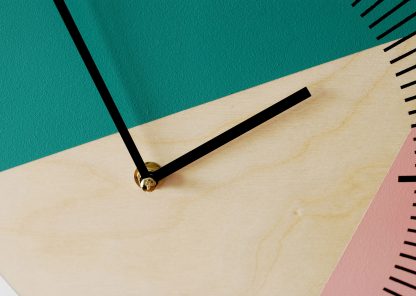 Hexagonal contrasting wooden wall clock - Image 2