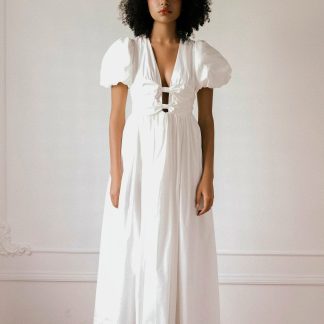 French Palace Style Deep V Tie Dress