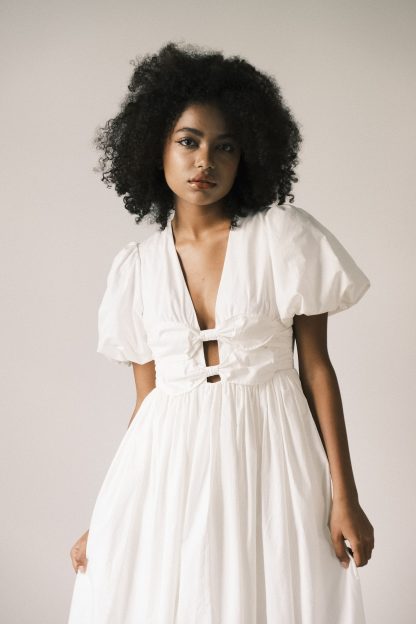 French Palace Style Deep V Tie Dress - Image 3