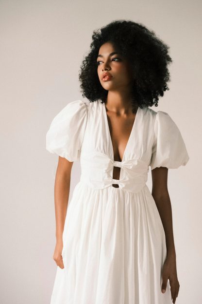 French Palace Style Deep V Tie Dress - Image 2