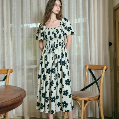 French square neck floral dress - Image 6