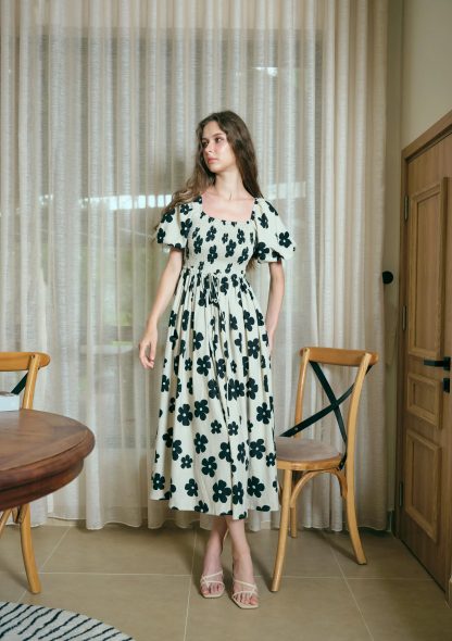 French square neck floral dress - Image 3