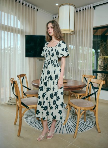 French square neck floral dress - Image 2