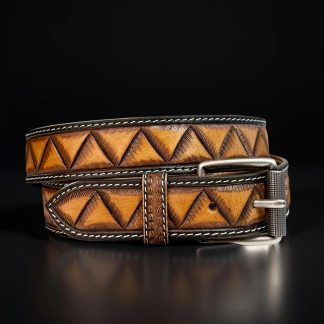 Hand-embossed cowhide belt