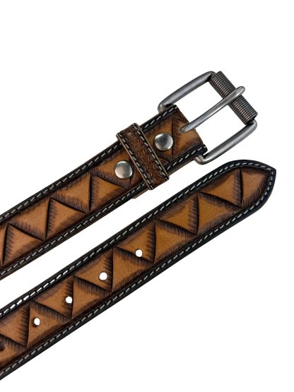 Hand-embossed cowhide belt - Image 2