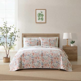 Bohemian Floral Quilted Three-Piece Bed Cover Set