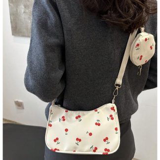 cherry print two-piece crossbody bag