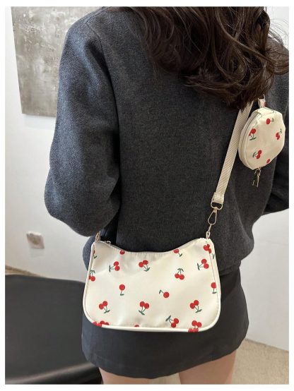 cherry print two-piece crossbody bag