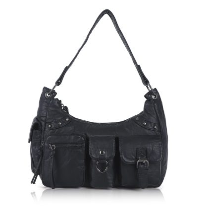 Retro multi-pocket motorcycle style women's bag