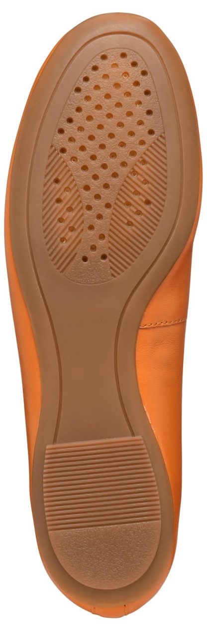 Women's Orange Leather Ballet Flats - Image 6