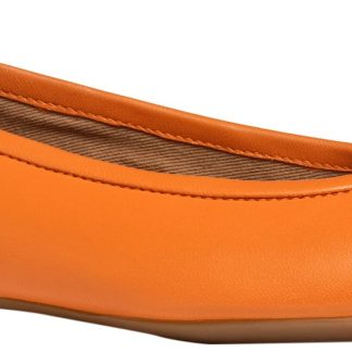 Women's Orange Leather Ballet Flats