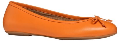 Women's Orange Leather Ballet Flats