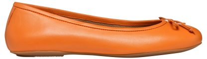 Women's Orange Leather Ballet Flats - Image 4