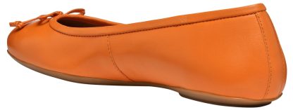 Women's Orange Leather Ballet Flats - Image 3