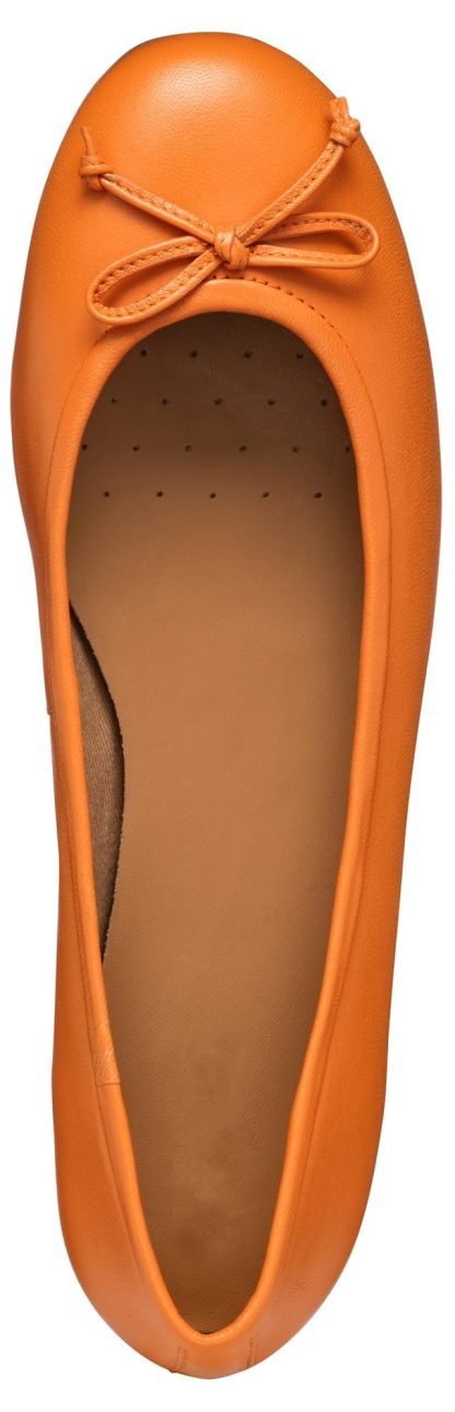Women's Orange Leather Ballet Flats - Image 2