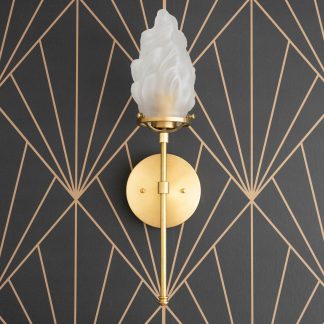 Retro torch-shaped brass wall lamp