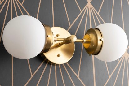 Vintage double ball brass wall lamp - Image 6