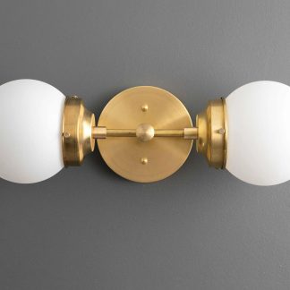 Vintage double ball brass wall lamp