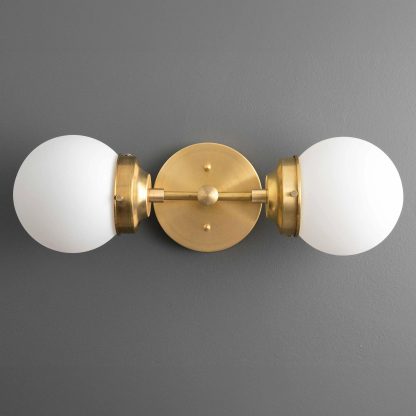 Vintage double ball brass wall lamp - Image 2