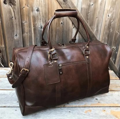 Handmade full-grain leather duffel bag - Image 5