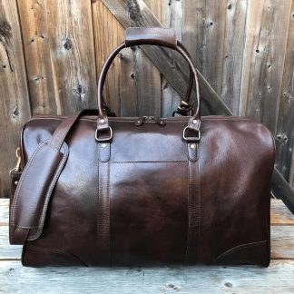 Handmade full-grain leather duffel bag