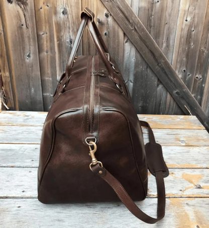 Handmade full-grain leather duffel bag - Image 3