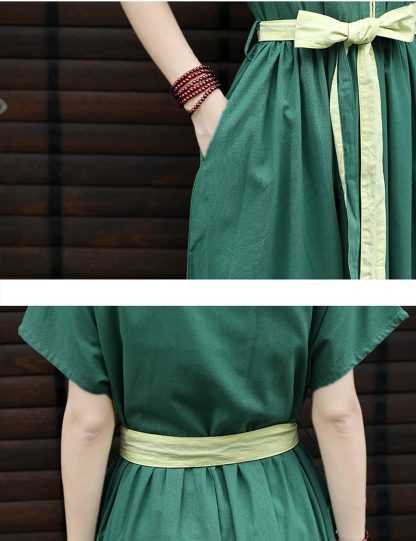 V-neck contrast tie waist dress - Image 8