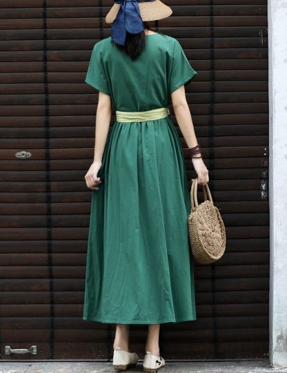 V-neck contrast tie waist dress - Image 6