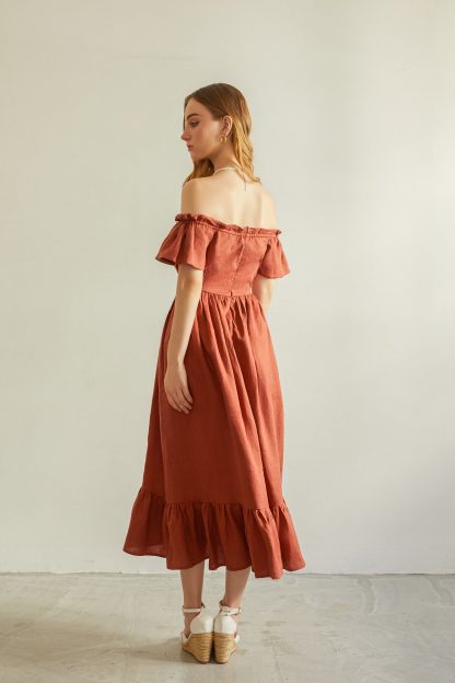 French one-shoulder linen dress - Image 6