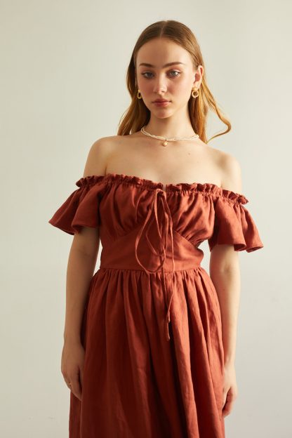 French one-shoulder linen dress - Image 5