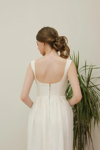 French style white square neck sleeveless dress - Image 2