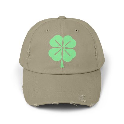 Lucky Clover Print Ripped Baseball Cap - Image 4