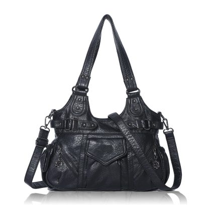 Retro punk style multi-buckle women's bag