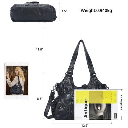 Retro punk style multi-buckle women's bag - Image 4
