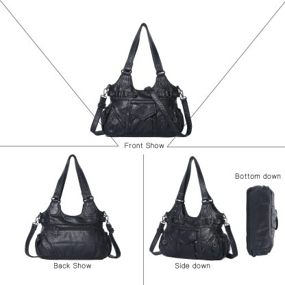 Retro punk style multi-buckle women's bag - Image 3
