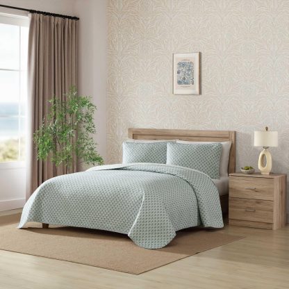 Light blue printed three-piece bed cover set - Image 6