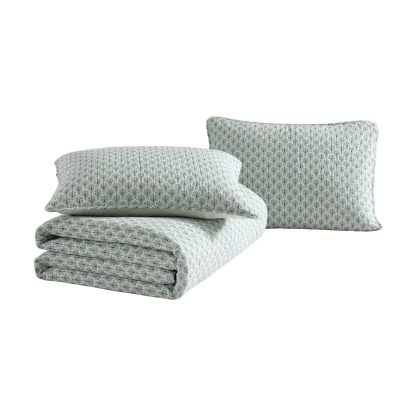 Light blue printed three-piece bed cover set - Image 2