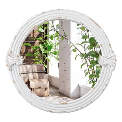 French retro distressed round mirror - Image 8