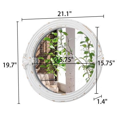 French retro distressed round mirror - Image 7