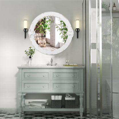 French retro distressed round mirror - Image 6