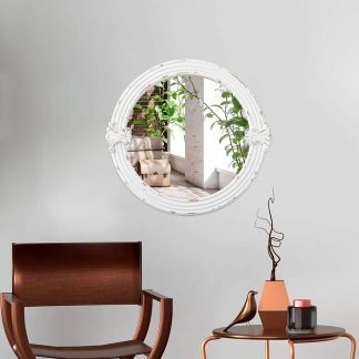 French retro distressed round mirror