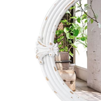 French retro distressed round mirror - Image 3