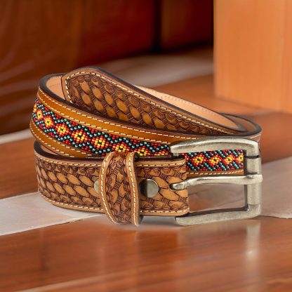 Indian style braided beaded belt - Image 5