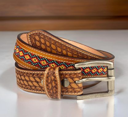 Indian style braided beaded belt - Image 4