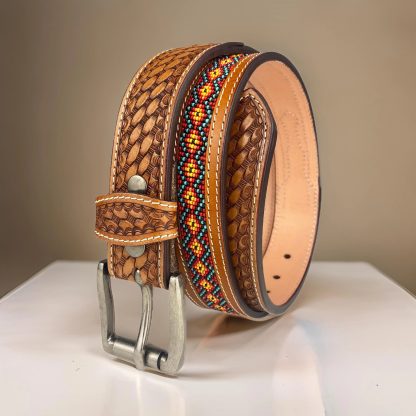 Indian style braided beaded belt - Image 2