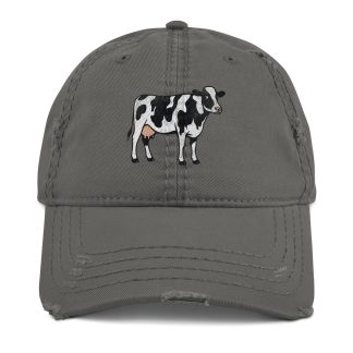 Vintage distressed cow embroidered baseball cap