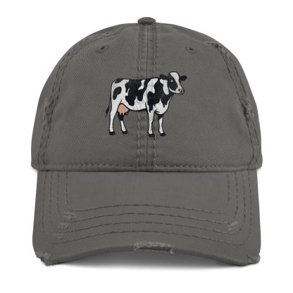 Vintage distressed cow embroidered baseball cap