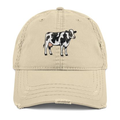 Vintage distressed cow embroidered baseball cap - Image 3