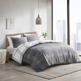 Urban style gray plaid bedding